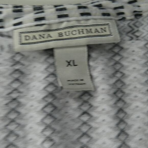 Dana Buchman XL Blouse V-Neck Rayon Geometric Design Casual Artsy Festival - Picture 7 of 8